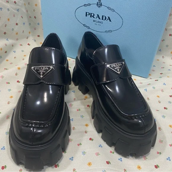 Prada Black Chunky Loafers - Picture 1 of 6